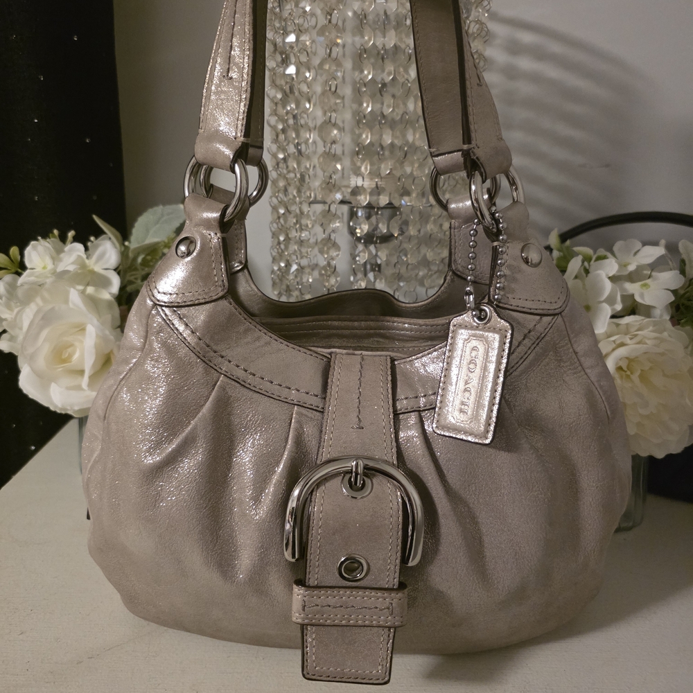 Coach Metallic Cream Shoulder Bag